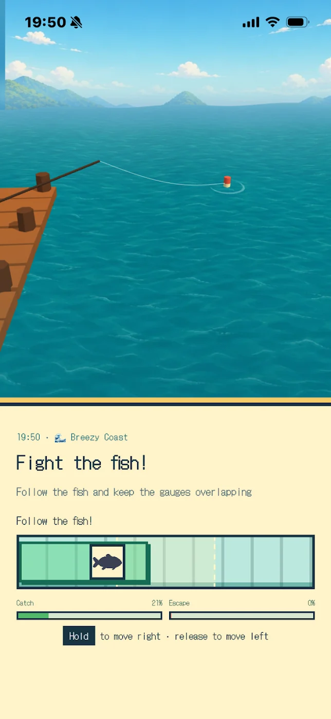 The hold-and-release fishing gauge in an official screenshot.